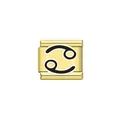 Gold stainless steel Italian modular charm link featuring a black Cancer zodiac symbol. - Cancer (Y2078) / Gold