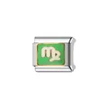 Dettaglio del charm italiano segno Vergine realizzato in smalto verde e acciaio. - Vergine (Y402)