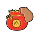 Cute cartoon capybara enamel pin with red money bag and lucky Lộc lettering - Koi Fortune Bag Style (QHXZ3656)