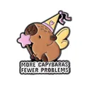 Cute cartoon capybara enamel pin badge with magic wand and funny slogan for bags - Birthday Party Style (QHXZ3666)