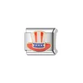 Detail view of Italian modular bracelet link with American flag hat design - Uncle Sam Hat Style (Y1183) / Colorful