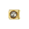 Vue macro d'un charme modulaire en acier doré avec incrustation de perle grise - Module de Perles (Y1646)