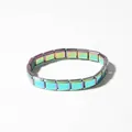 Bracelet modulaire italien en acier inoxydable irisé arc-en-ciel pour DIY bijoux - 18 pièces/paquet / Arc-en-ciel Brillant (18 Maillons/Set)