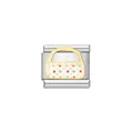 Detailed view of Italian modular charm featuring a gold handbag design with enamel motifs - Fashion Handbag Style (Y1189) / Colorful