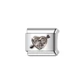 Silver heart and arrow modular link charm for Italian DIY bracelets, high polish - Cupid Arrow Through Heart Emboss (Y858) / Silver