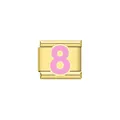 Maglia modulare premium per bracciale italiano con numero 8 in smalto rosa e oro - Numero 8 Rosa (Y2014) / Oro
