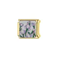 Close-up of gold-plated Italian charm module featuring purple floral enamel design - Purple Floral (L076)