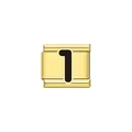 Vista dettagliata di un charm modulare italiano dorato con un elegante numero 1 nero - Numero 1 Nero (Y2017) / Oro