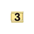 Charm italiano dorato con numero 3 nero per bracciale modulare componibile fai-da-te - Numero 3 Nero (Y2019) / Oro