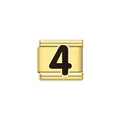 Vista dettagliata ravvicinata di una maglia dorata per bracciale italiano con numero quattro - Numero 4 Nero (Y2020) / Oro