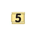 Dettaglio di una maglia per bracciale italiano dorato con il numero 5 in smalto - Numero 5 Nero (Y2021) / Oro