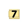 Dettaglio ravvicinato della finitura oro lucido e del numero sette nero sul charm - Numero 7 Nero (Y2023) / Oro