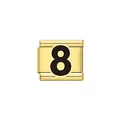 Dettaglio di una maglia per bracciale italiano dorata con il design del numero 8 nero - Numero 8 Nero (Y2024) / Oro