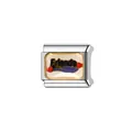 Detail of silver modular bracelet charm featuring 'Friends' text and colorful enamel - Friends Text (Y575)