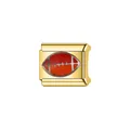 Gold-tone stainless steel Italian charm link with orange American football design - American Football (L085)