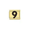 Maglia per bracciale modulare tipo italiano dorata con dettaglio numero 9 nero - Numero 9 Nero (Y2025) / Oro