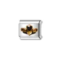 Detailed close-up of a silver modular charm with a gold-tone Claddagh heart symbol - Claddagh Heart Style (Y579)