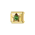 Détail d'un charme doré pour bracelet modulaire italien avec une étoile verte en pierre - Pentagramme Or Strass Vert (Y1632)