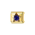 Détail d'un charm italien doré avec une étoile en pierre de naissance bleue - Pentagramme Or Strass Bleu Foncé (Y1637)