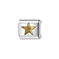 Λεπτομέρεια ιταλικού αρθρωτού στοιχείου με χρυσό αστέρι για DIY βραχιόλια κοσμημάτων - Σύνδεσμος Χρυσό Αστέρι Ασημί Βάση (L012) / Ατσάλι και Χρυσό