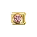 Détail d'un maillon de breloque modulaire en acier inoxydable doré avec pierre rose. - Maillon Pierre de Naissance Rose (Y1692) / Or