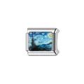 Charme modulaire italien en acier inoxydable avec reproduction d'art La Nuit étoilée. - Style Nuit Étoilée de Van Gogh (L099) / Argent
