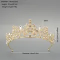 Barokke vintage gouden bruidskroon met heldere glaskristallen, 14 cm diameter maat - 16K Gouden Basis Witte Strass / Gouden Stijl