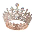 Gedetailleerde weergave van een barokke koninginnenkroon in roségoud met kristallen - Rozegouden AB Strass Ronde Stijl (HG340) / Roségoud