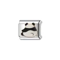 Primer plano de un abalorio de panda para pulsera modular italiana de acero inoxidable - Panda (Y443)