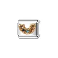 Detail of stainless steel Italian charm link with rainbow stones U-shape design. - Multicolor Rhinestone U-Shape Module (Y894) / Silver with Gold U-Shape Multicolor Rhinestone