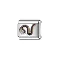 Close-up detail of stainless steel Italian modular charm with a silver snake stone design - Snake Wave Module (Y897) / Silver with Snake Wave (With Rhinestone)