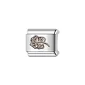 Detailed view of Italian style modular charm with sparkling four-leaf clover design - Silver Clover Cluster Stones (Y887) / Silver