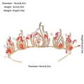 Barokke gouden bruidskroon met rode kristallen en parels voor bruiloften - Stijl B / Diameter 16cm / Stijl B_Gouden Basis Rood Strass