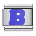 Maglia charm italiana in acciaio inossidabile lucido con una vivace lettera B blu - Lettera B