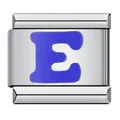 Stainless steel Italian charm modular link with blue enamel letter E for DIY bracelet - Letter E