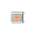 Detailansicht eines italienischen Charm-Links mit einem niedlichen Comic-Tiger - Cartoon Tiger Stil (Y419)