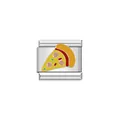 Dettaglio di un charm pizza in acciaio inossidabile per bracciali modulari italiani. - Pizza (Y1174)