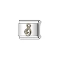 Detail of stainless steel Italian modular bracelet link with silver infinity charm. - Infinity Symbol Style (Y1242) / Silver