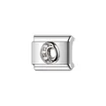 Dettaglio charm modulare in acciaio inossidabile con lettera O e cristalli - Stile Lettera O