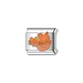 Detailansicht eines orangefarbenen Dinosaurier-Charms für DIY-italienische Armbänder - Cartoon-Dinosaurier-Stil (Y425)