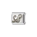 Detailed view of silver stainless steel Italian charm with a sparkling crystal letter - Letter S Style (Y1244) / Silver