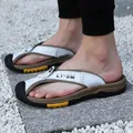 Duurzame heren witte rundleer gesloten teen strandsandalen voor buiten in de zomer - 38 / Wit