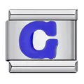 Blue letter C Italian charm link in polished stainless steel for DIY modular bracelet - Letter G