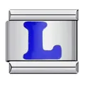 High quality stainless steel Italian charm with blue letter L for DIY bracelets - Letter L