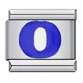 Premium stainless steel Italian charm module with a blue letter O for DIY bracelets - Letter O