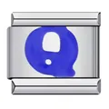 Durable stainless steel Italian charm bracelet link featuring a blue enamel letter Q design - Letter Q