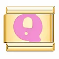 Gold-plated Italian modular charm with pink enamel letter Q for DIY bracelets - Letter Q / Gold Pink