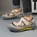 Sandales de randonnée kaki et grises pour hommes avec semelle antidérapante et sangles - 38 / Kaki