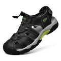 Heren outdoor lederen sandalen met gesloten neus voor de zomer en casual strand - 38 / Zwart