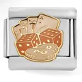 Dettaglio del charm per bracciale modulare italiano con motivo di carte da poker e dadi - Fiches da Poker e Dadi (4283)